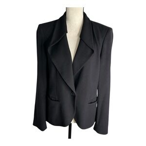 Lafayette‎ 148 New York Wool Blend Blazer Size 10 Black Casual Single Button